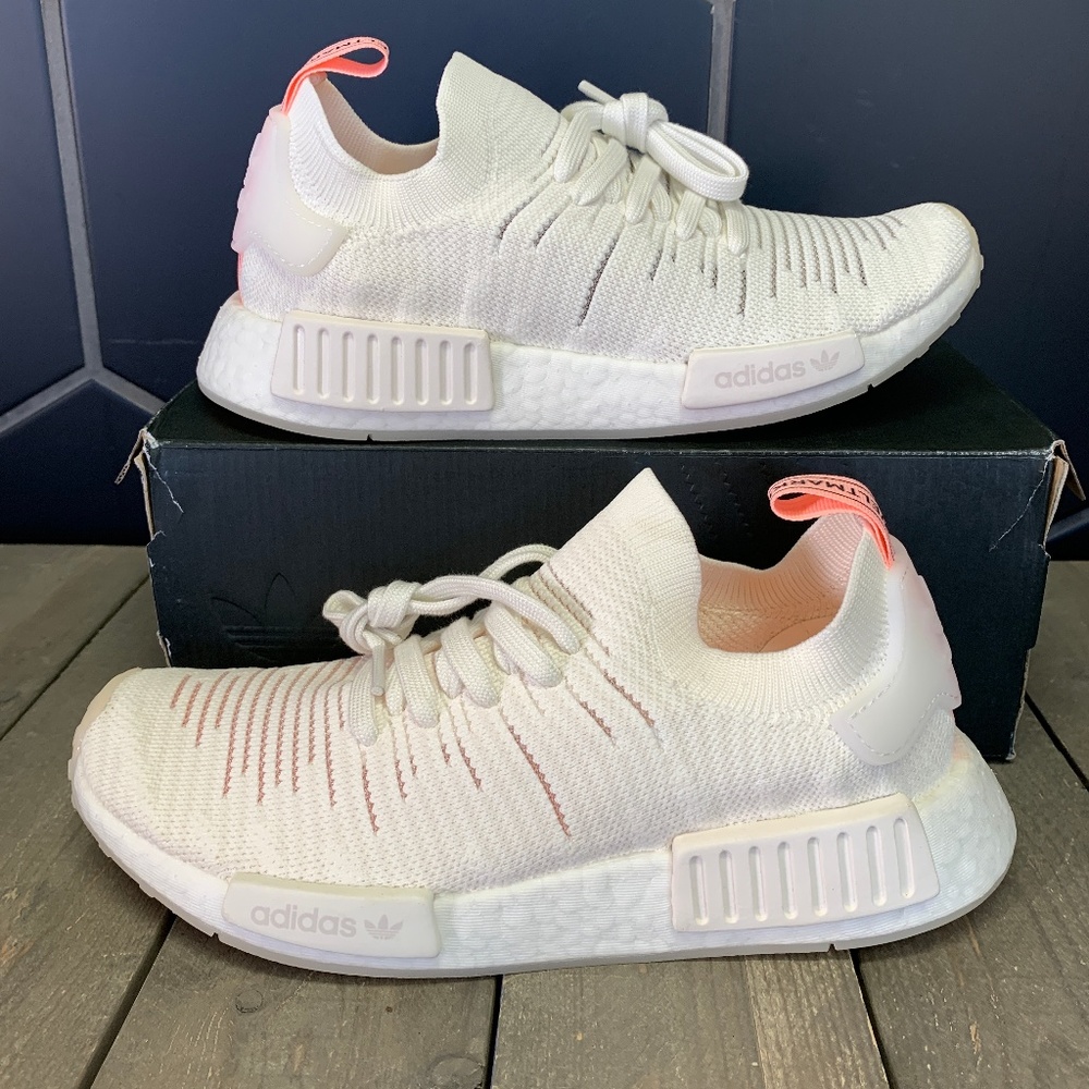 Womens Adidas NMD R1 STLT PK White Orange Sneaker